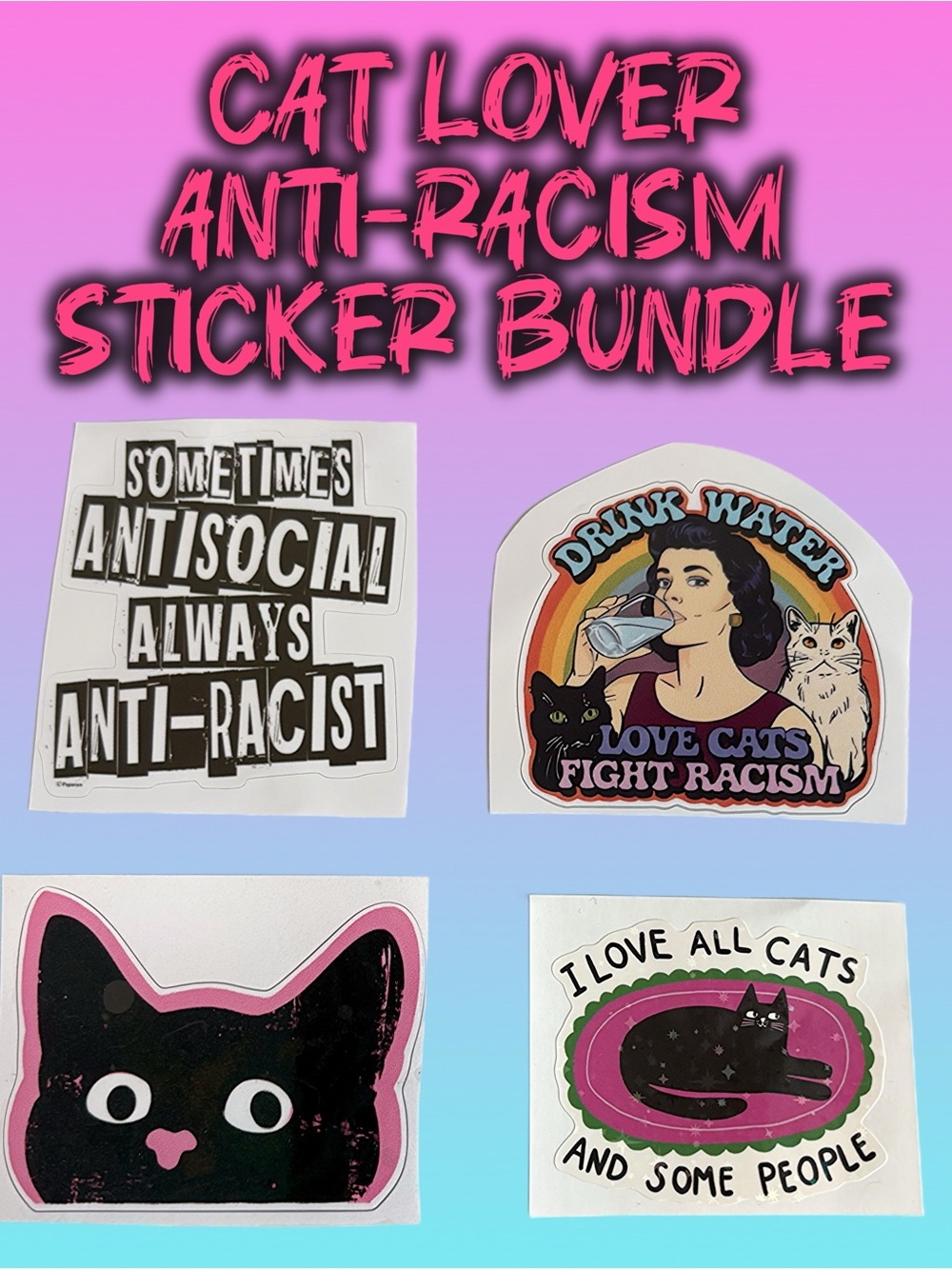 Cat Lover Anti-Racism Die Cut Sticker Bundle